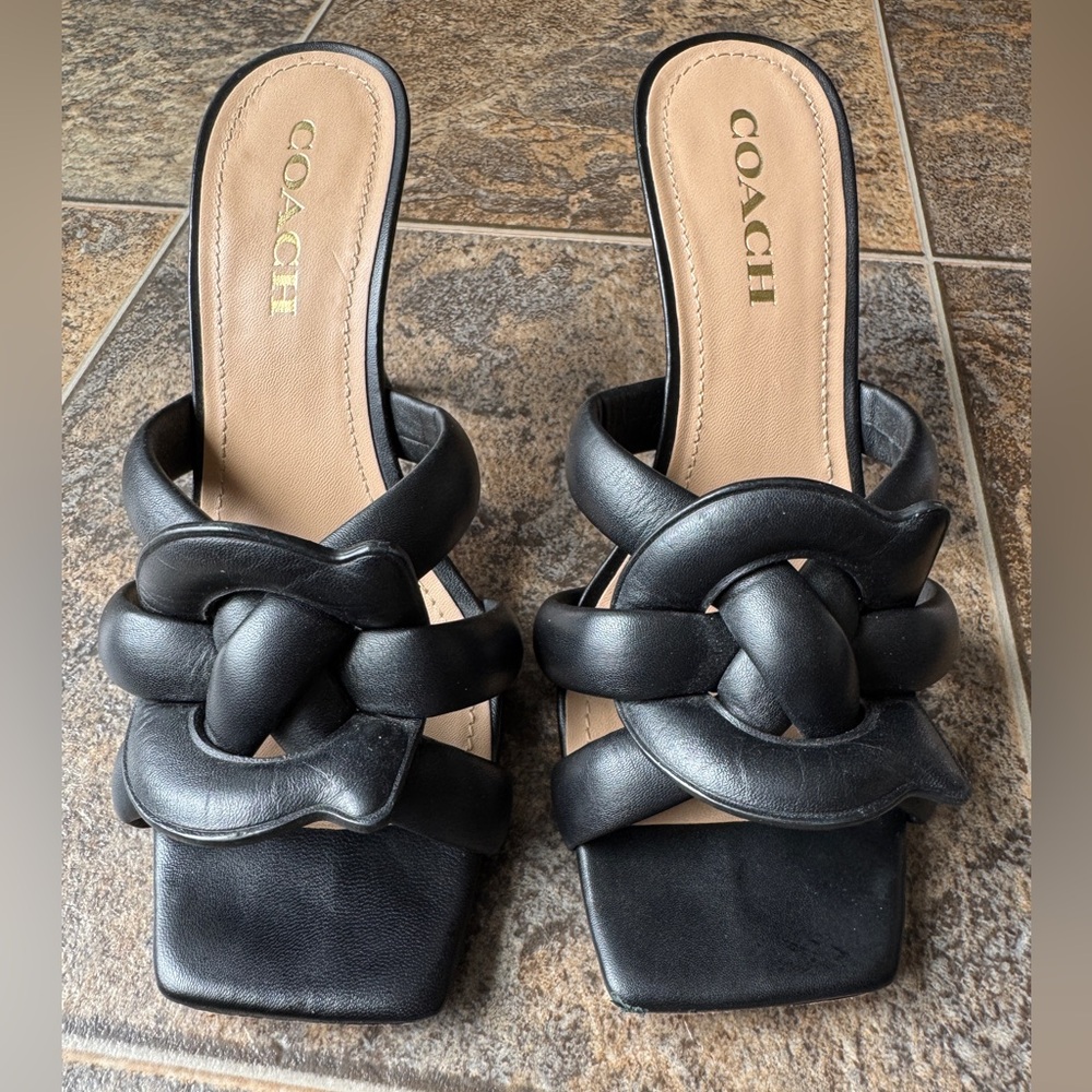 COACH Women's Kellie Soft Signature Dress Sandals- Black, Size 8.5